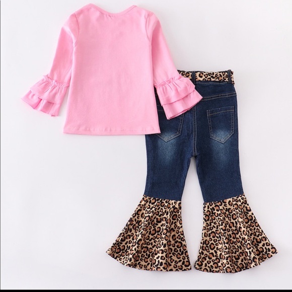 Crazy Heifer Leopard Print Bell bottom 3 Piece Set NWT, Baby Girl, Toddl… - Picture 2 of 5